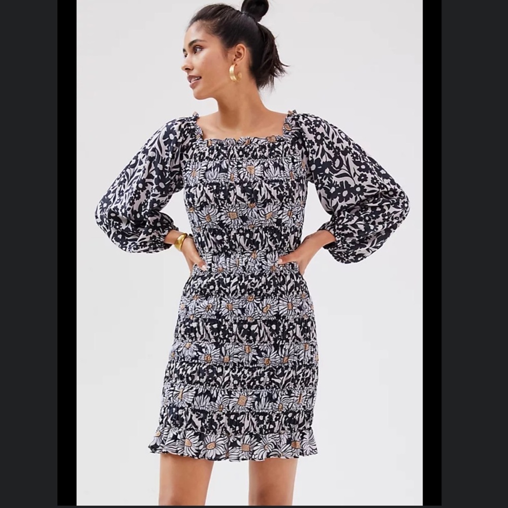 ✨NWT✨Anthropologie Forever That Girl smocked off shoulder mini dress